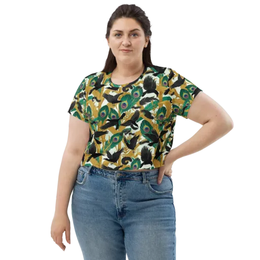 Midnight Plumes on a Crop Tee