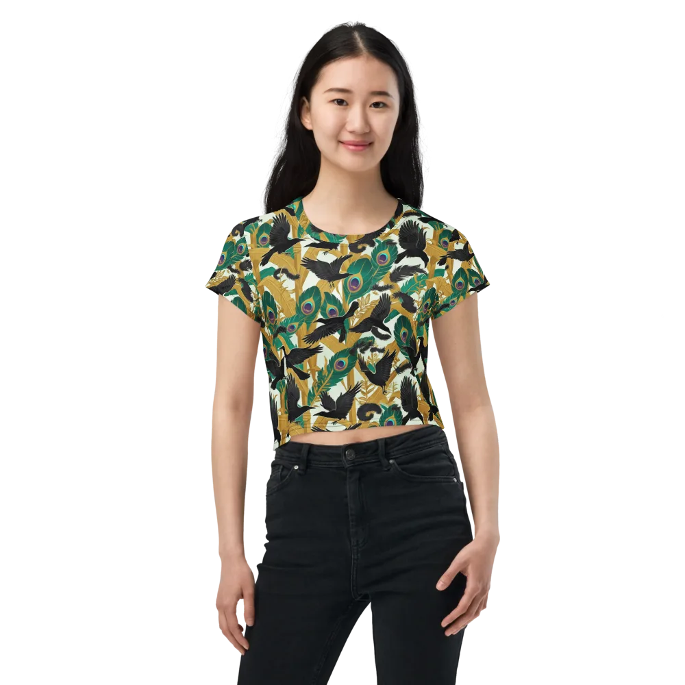 Midnight Plumes on Crop Tee — Front