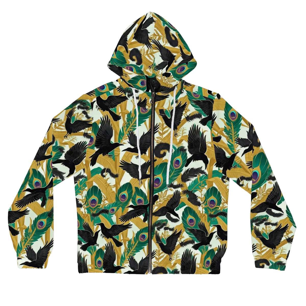 Midnight Plumes on Women's Full-Zip Hoodie — Front