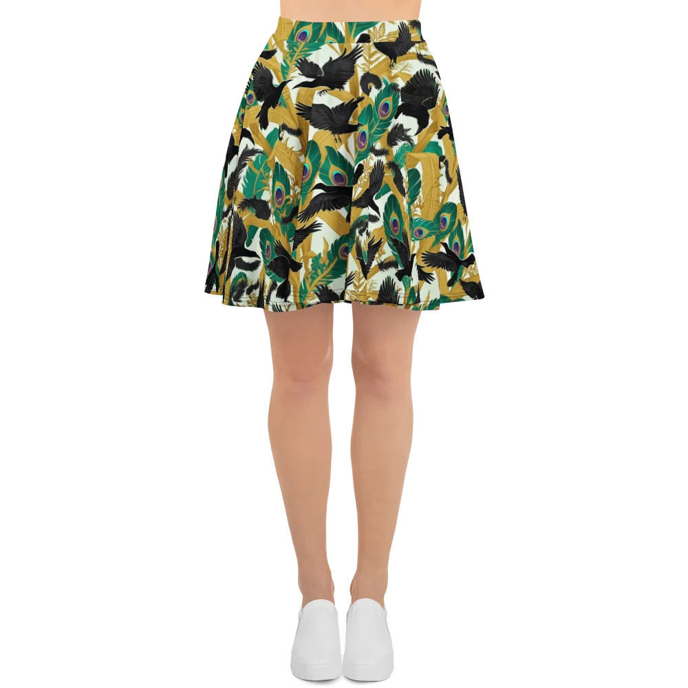 Midnight Plumes on Skater Skirt — Front