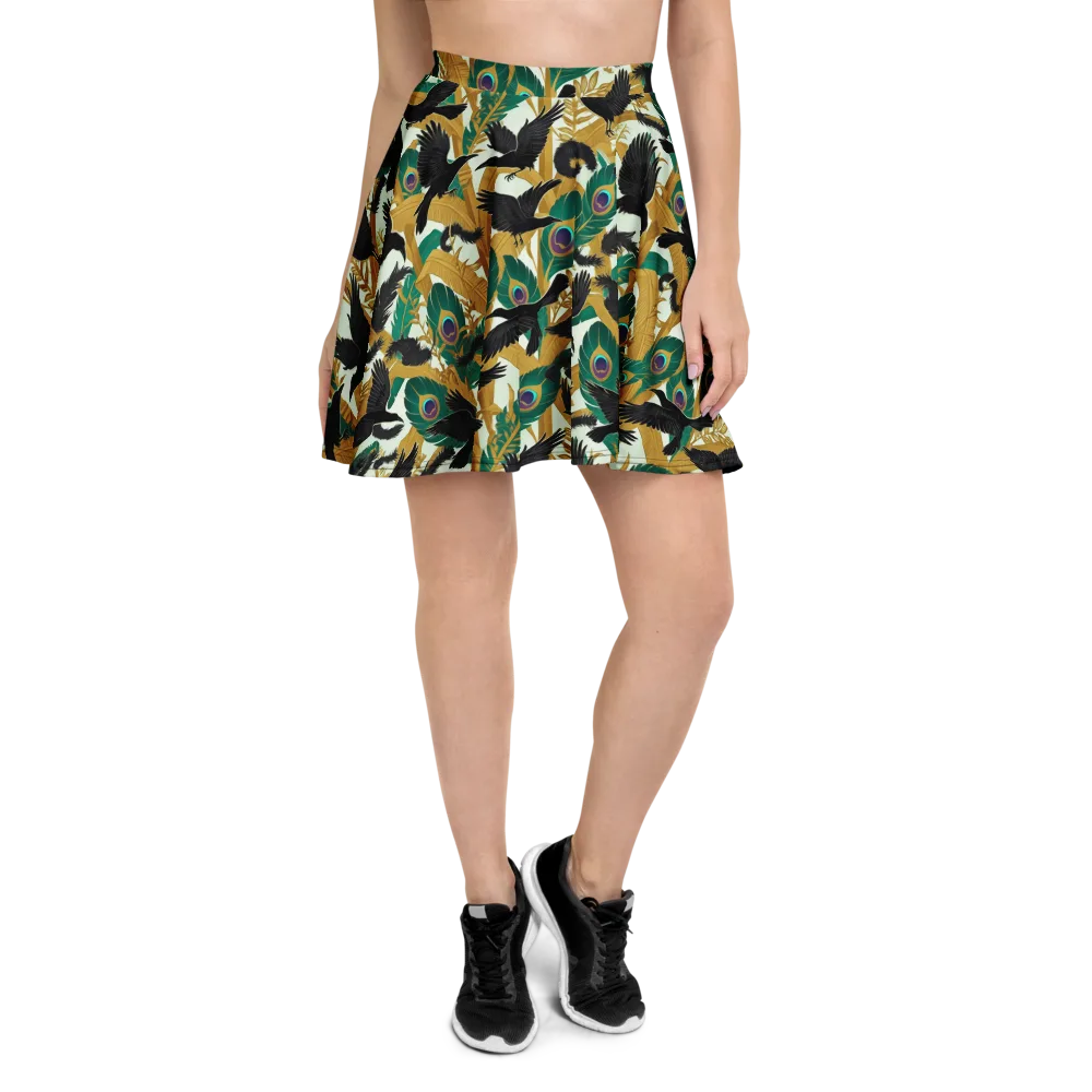 Midnight Plumes on Skater Skirt — Front