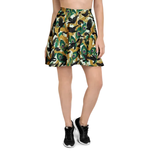 Midnight Plumes on a Skater Skirt