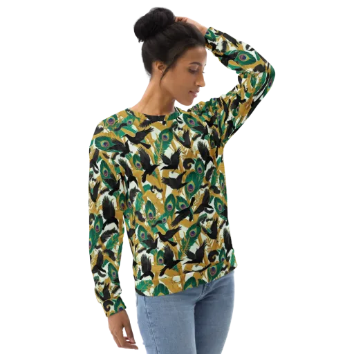 Midnight Plumes on a Sweatshirt