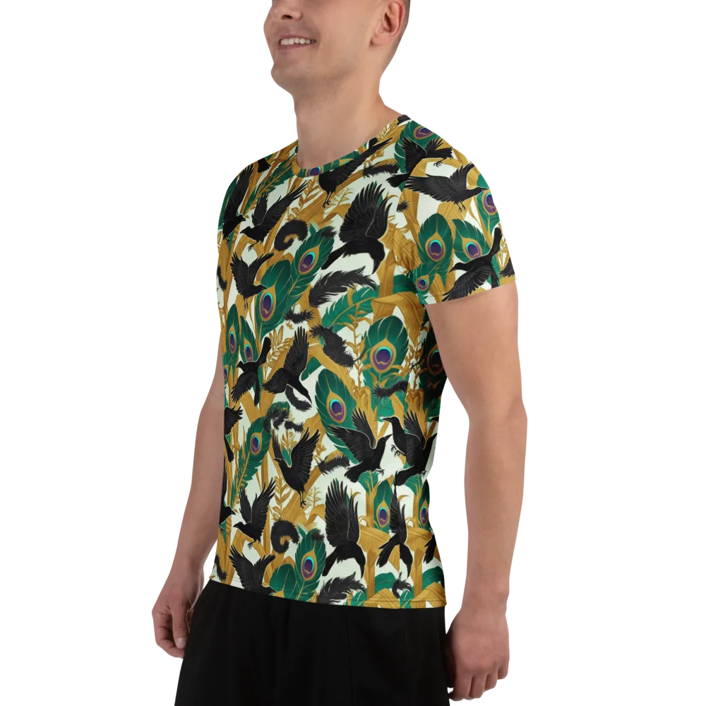 Midnight Plumes on Men's Athletic T-Shirt — Left