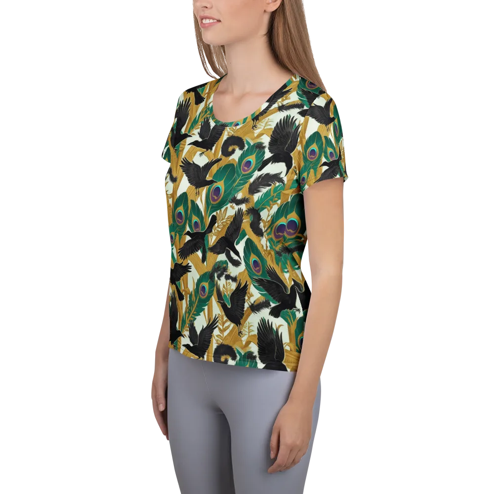 Midnight Plumes on Women's Athletic T-Shirt — Left
