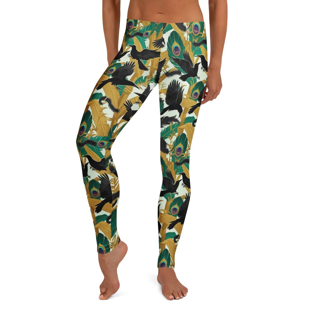 Midnight Plumes on Leggings — Front