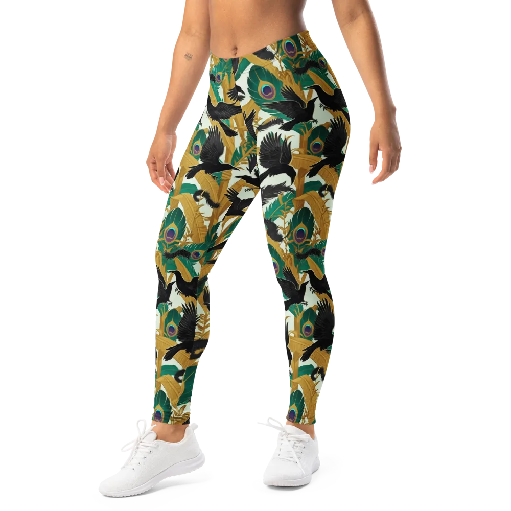 Midnight Plumes on Leggings — Left Front