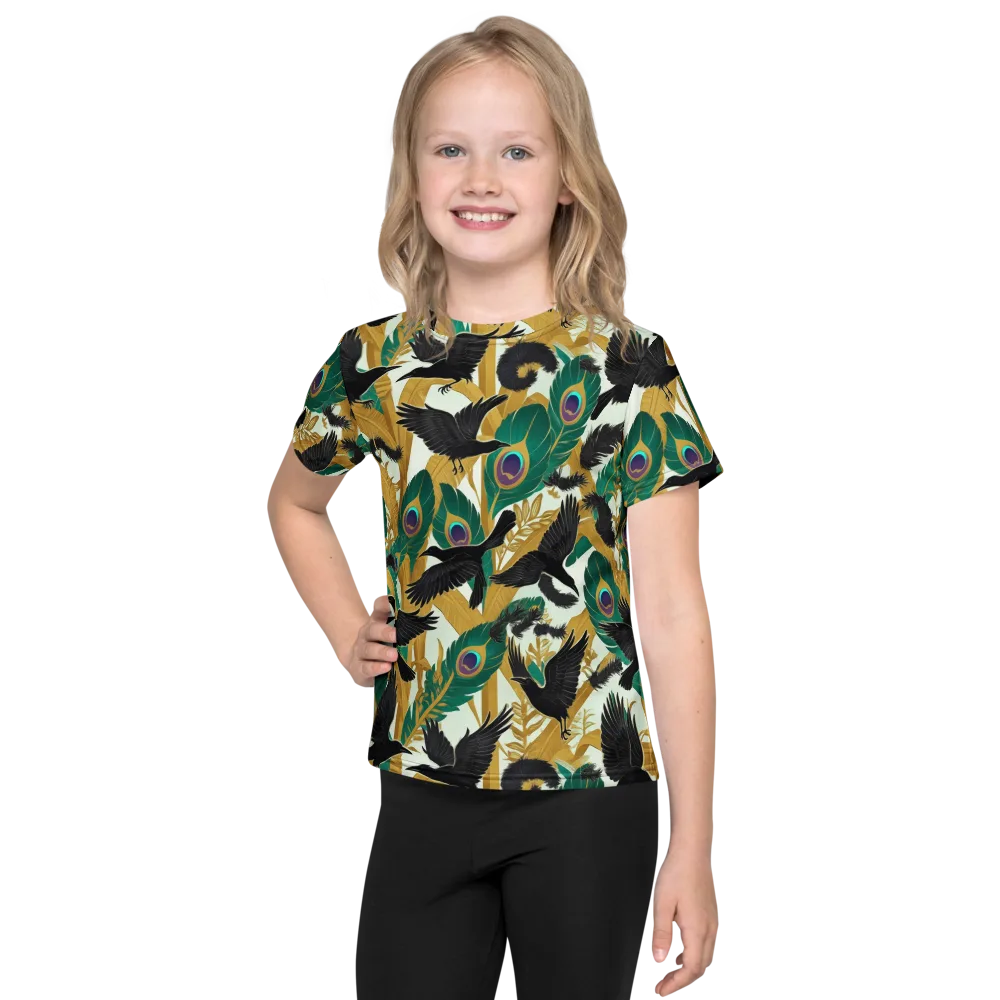Midnight Plumes on Kids Crew Neck T-Shirt — Front