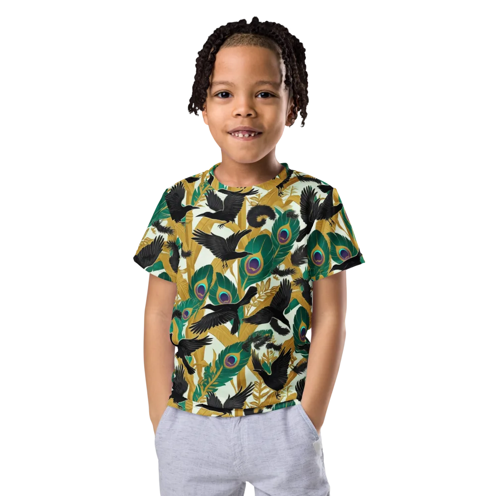 Midnight Plumes on Kids Crew Neck T-Shirt — Front