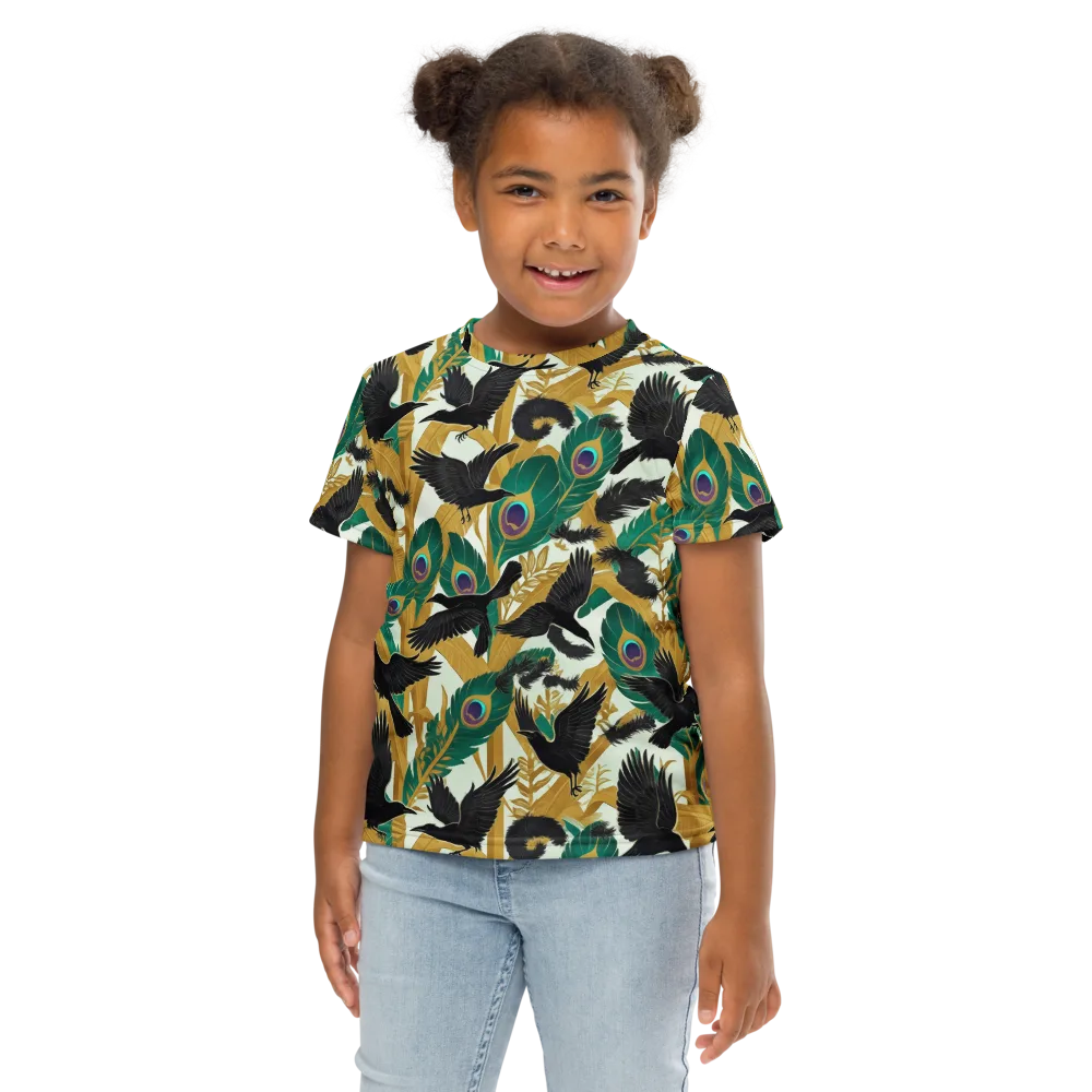 Midnight Plumes on Kids Crew Neck T-Shirt — Front