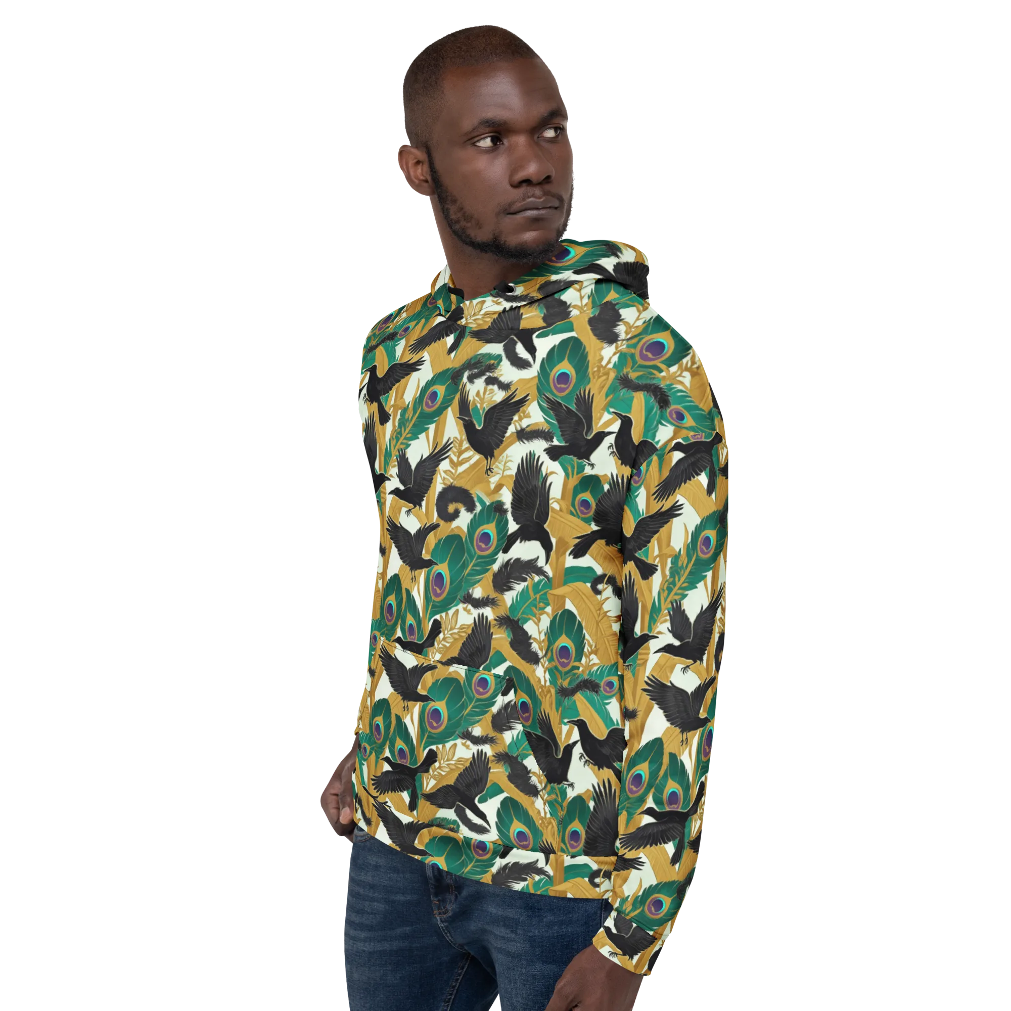 Midnight Plumes on Hoodie — Left