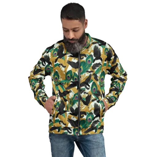Midnight Plumes on a Bomber Jacket