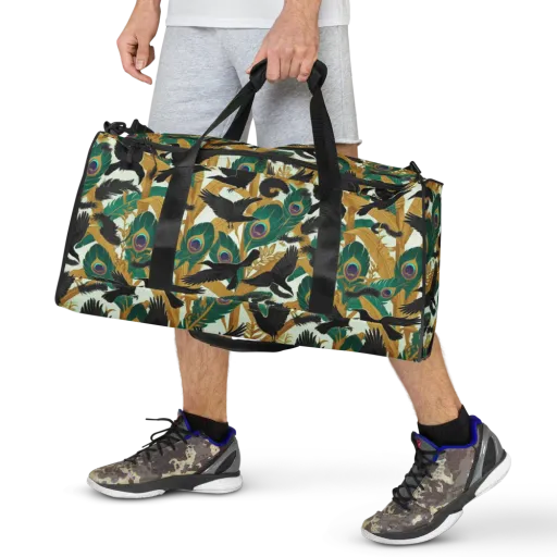 Midnight Plumes on a Duffle Bag