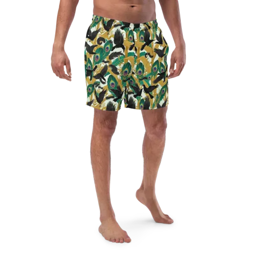 Midnight Plumes on a Swim Trunks