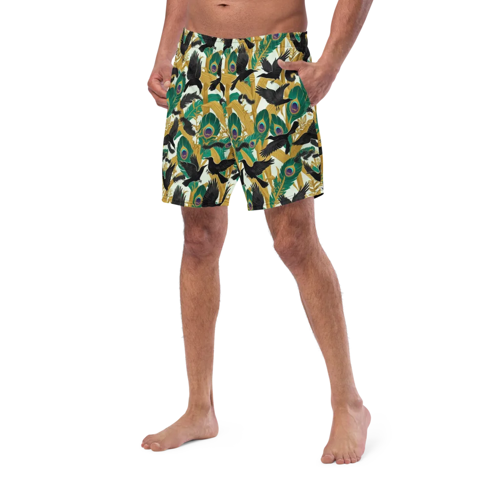 Midnight Plumes on Swim Trunks — Left Front