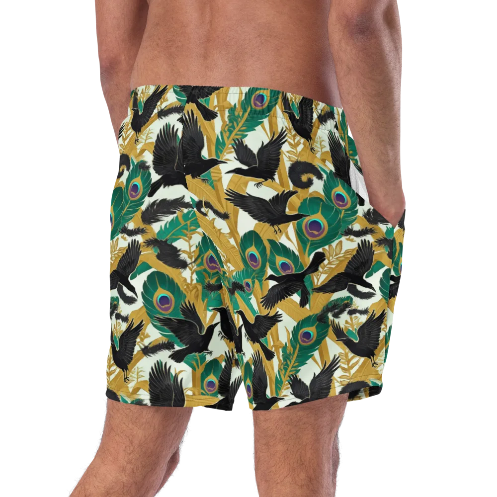 Midnight Plumes on Swim Trunks — Right Back