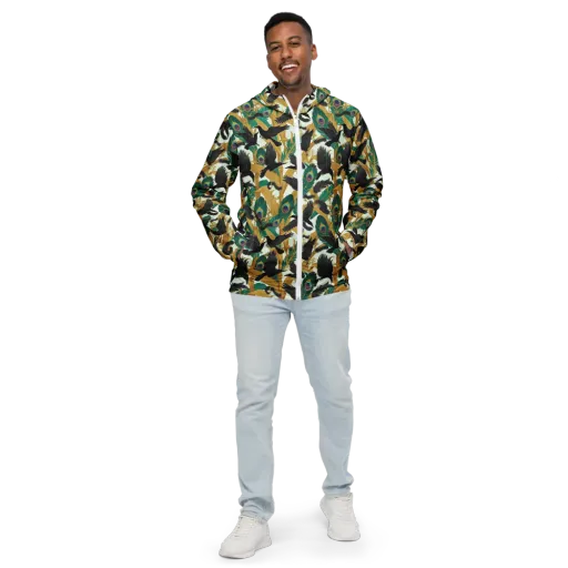 Midnight Plumes on a Men's Windbreaker