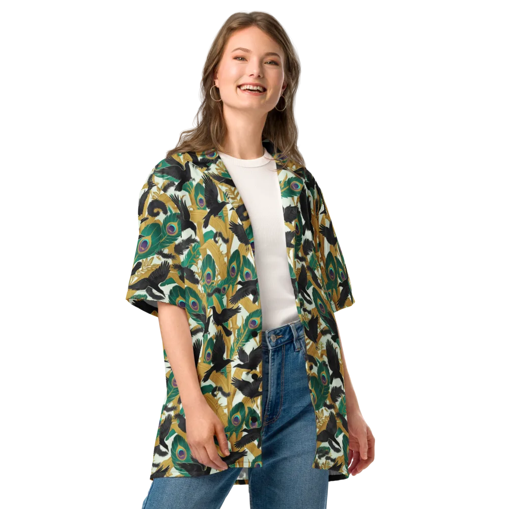 Midnight Plumes on Button Shirt — Front