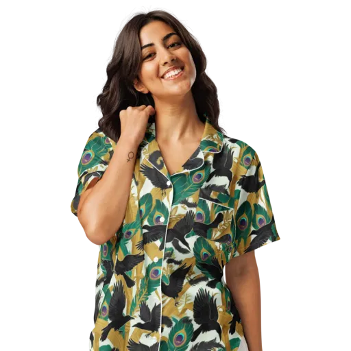 Midnight Plumes on a Women's Short Sleeve Pajama Top