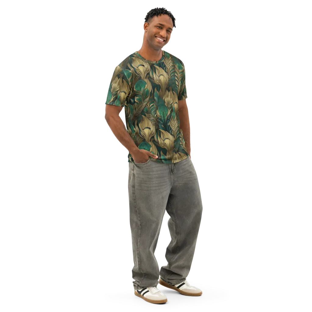 Jade Baroque on Men's Cotton Crew Neck T-Shirt — Right Front