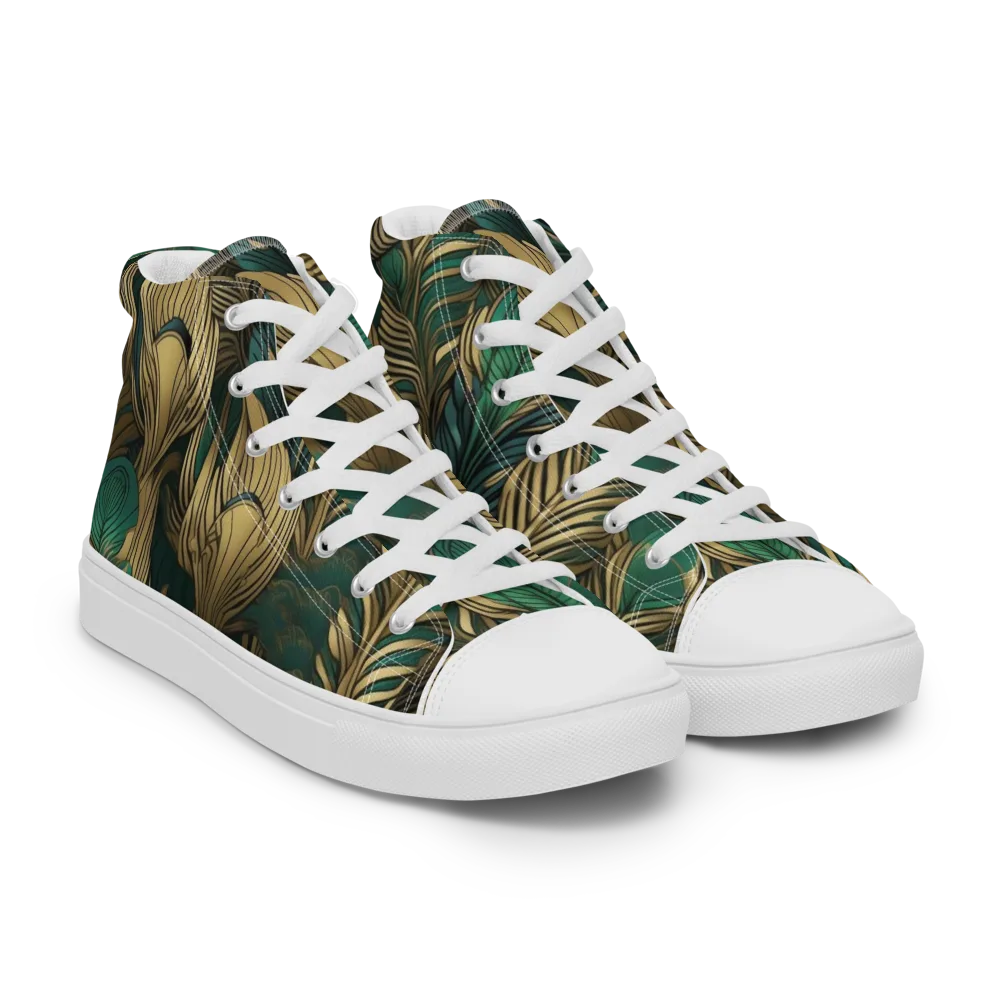 Jade Baroque on Men's High Top Canvas Shoes — Right Front