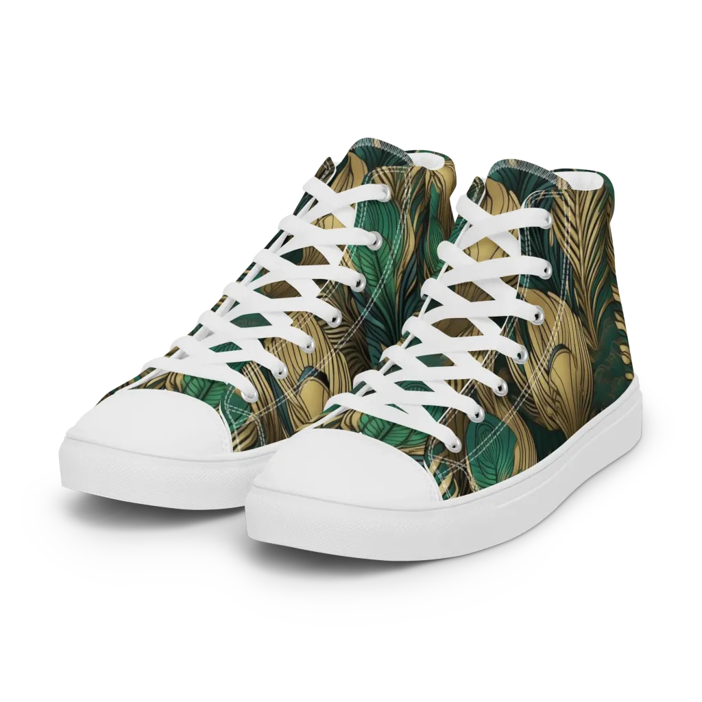 Jade Baroque on Women's High Top Canvas Shoes — Left Front