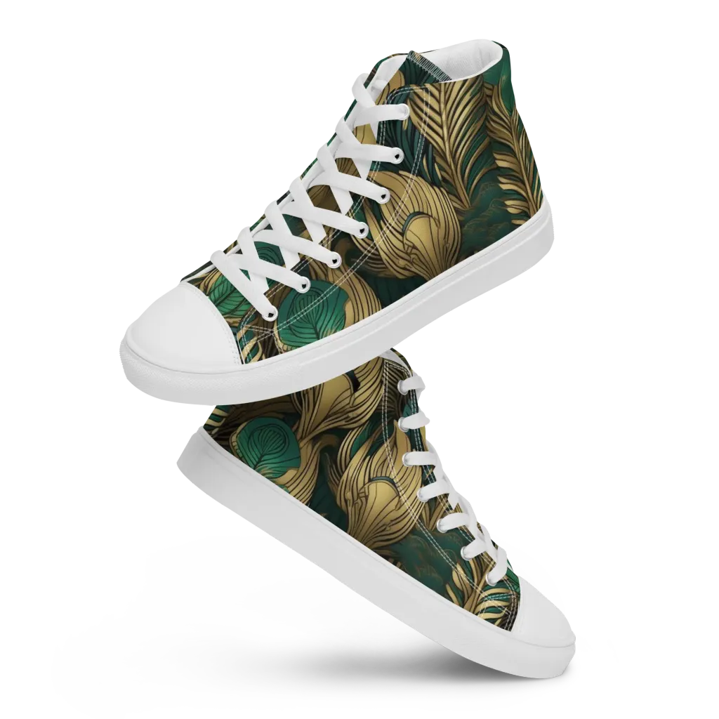 Jade Baroque on Women's High Top Canvas Shoes — Front
