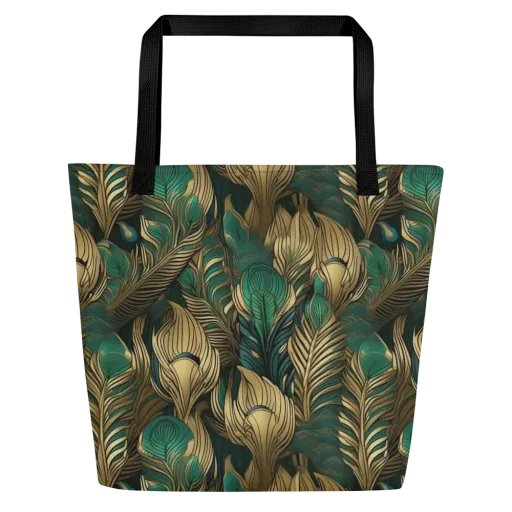 Jade Baroque on a Large Tote Bag W/ Pocket