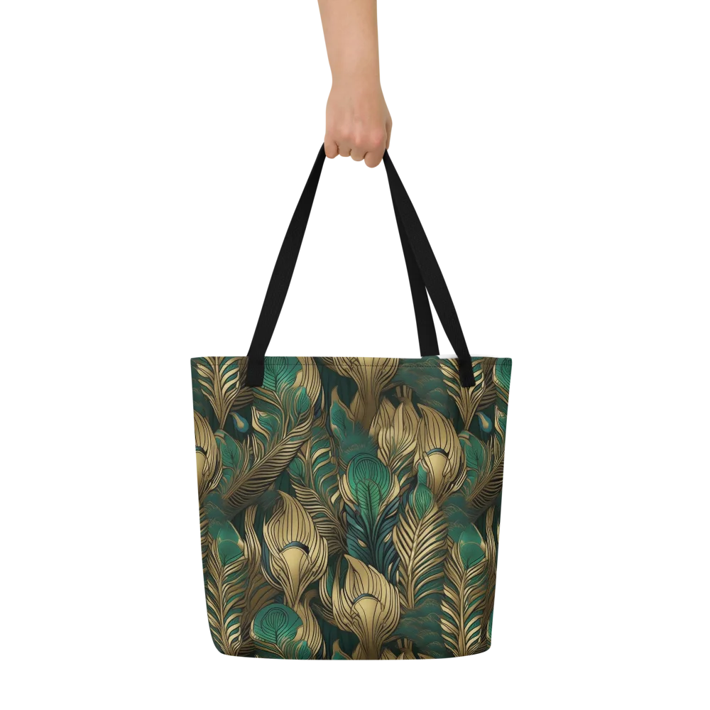 Jade Baroque on Large Tote Bag W/ Pocket — Front