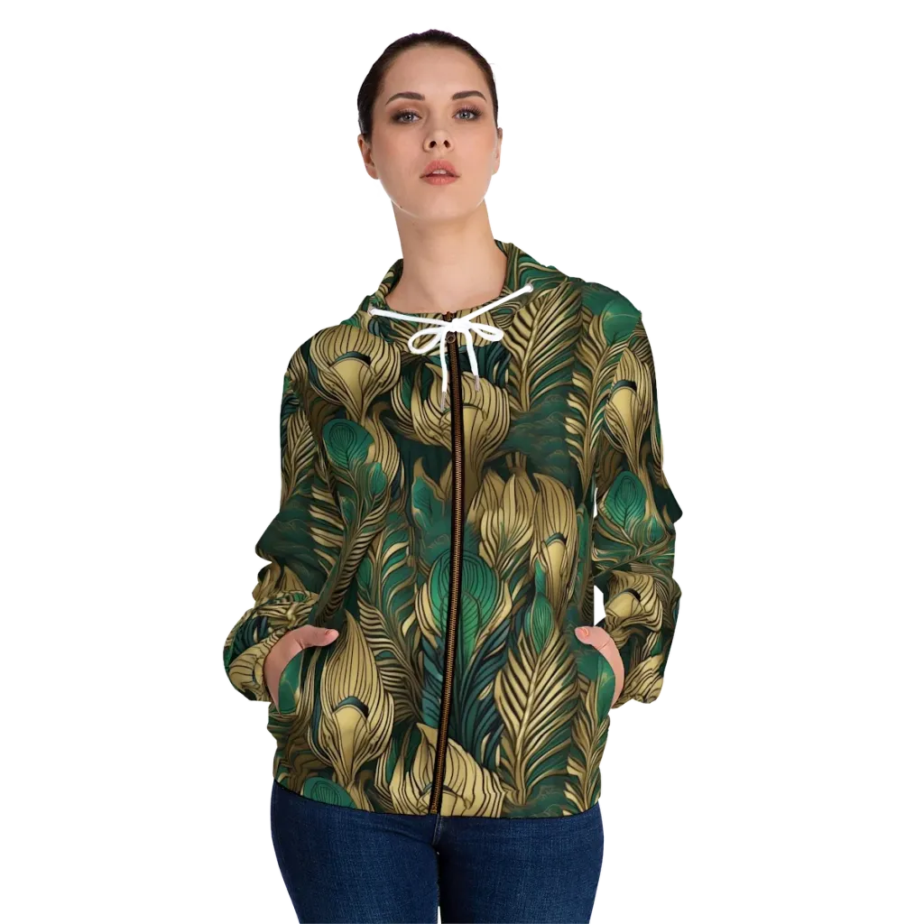 Jade Baroque on Women's Full-Zip Hoodie — Front On Person