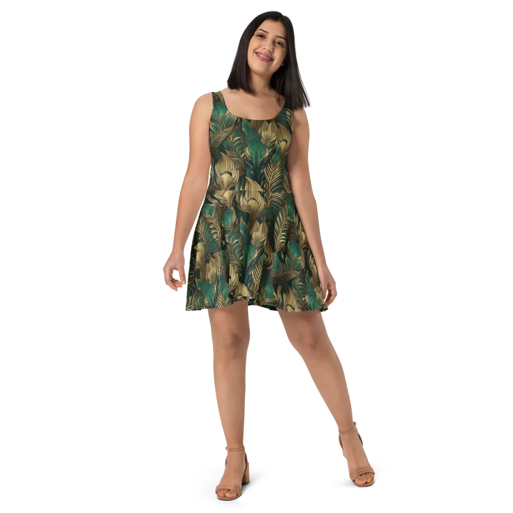 Jade Baroque on Skater Dress — Front