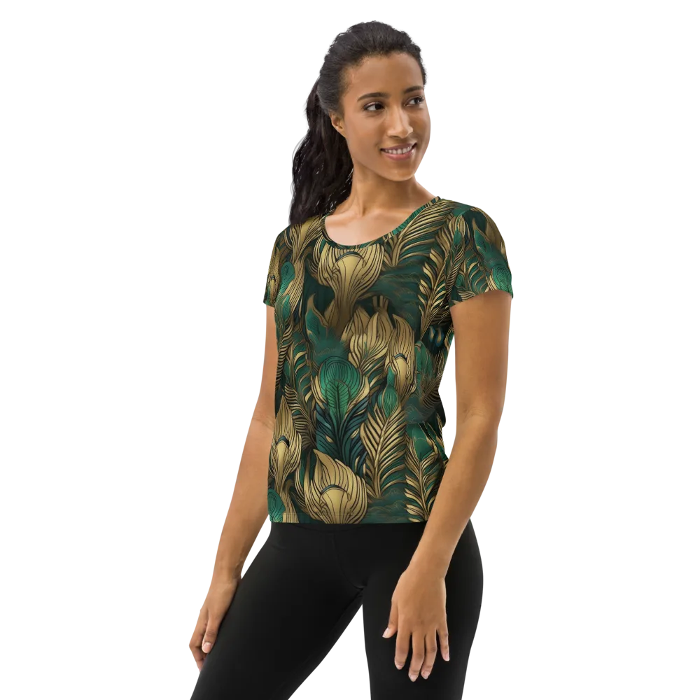 Jade Baroque on Women's Athletic T-Shirt — Left