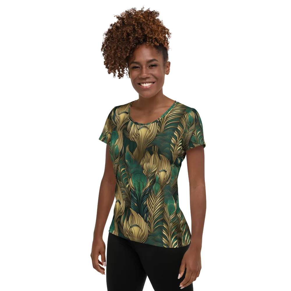 Jade Baroque on Women's Athletic T-Shirt — Left