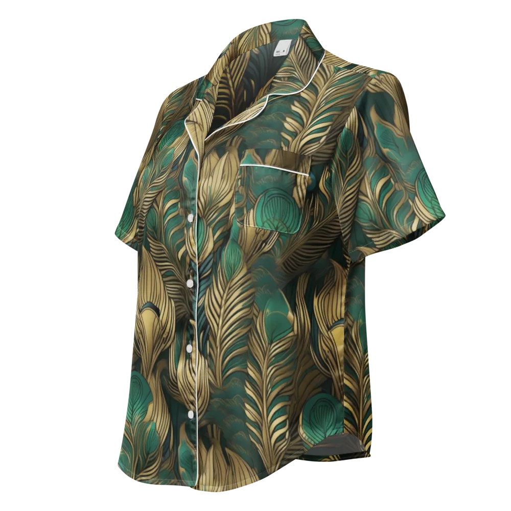 Jade Baroque on Women's Short Sleeve Pajama Top — Left Front