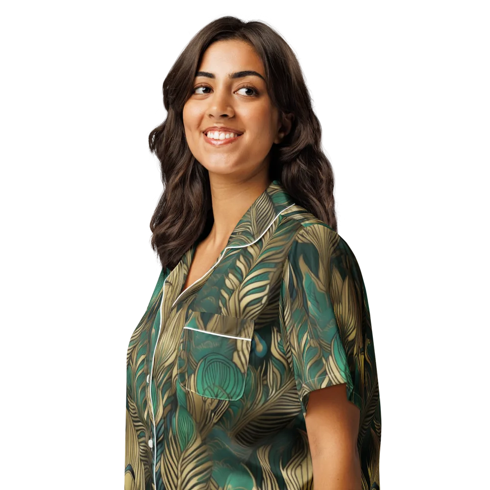 Jade Baroque on Women's Short Sleeve Pajama Top — Left Front