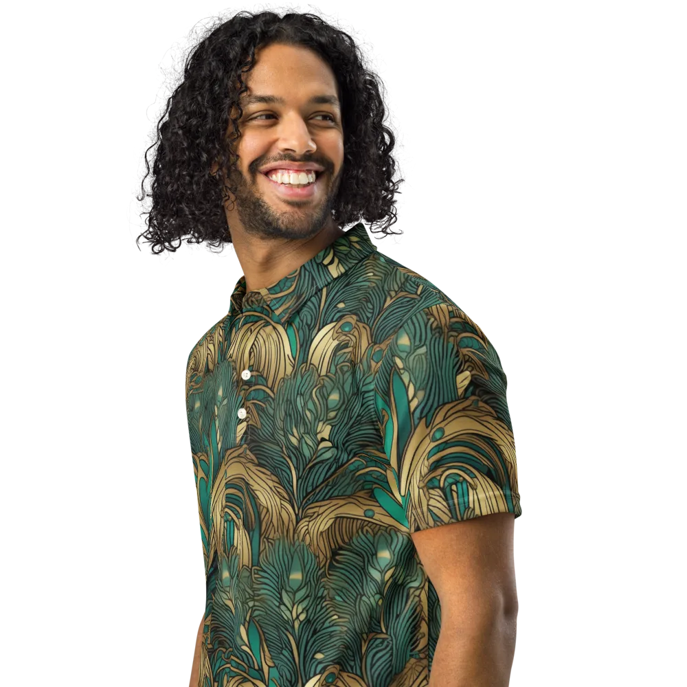 Art Nouveau Canopy on Men's Slim Fit Polo Shirt — Left Front