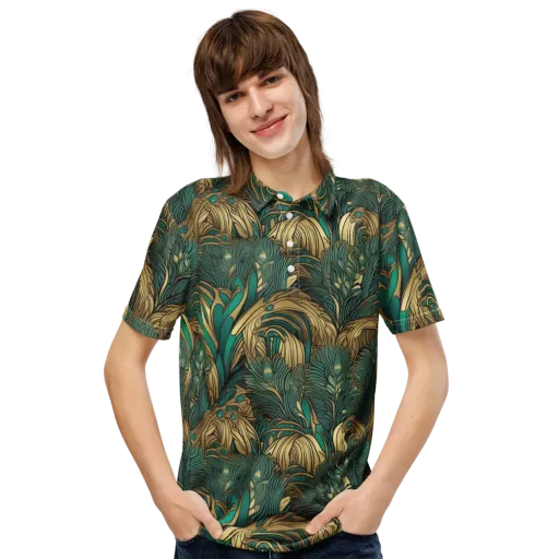 Art Nouveau Canopy on a Men's Slim Fit Polo Shirt