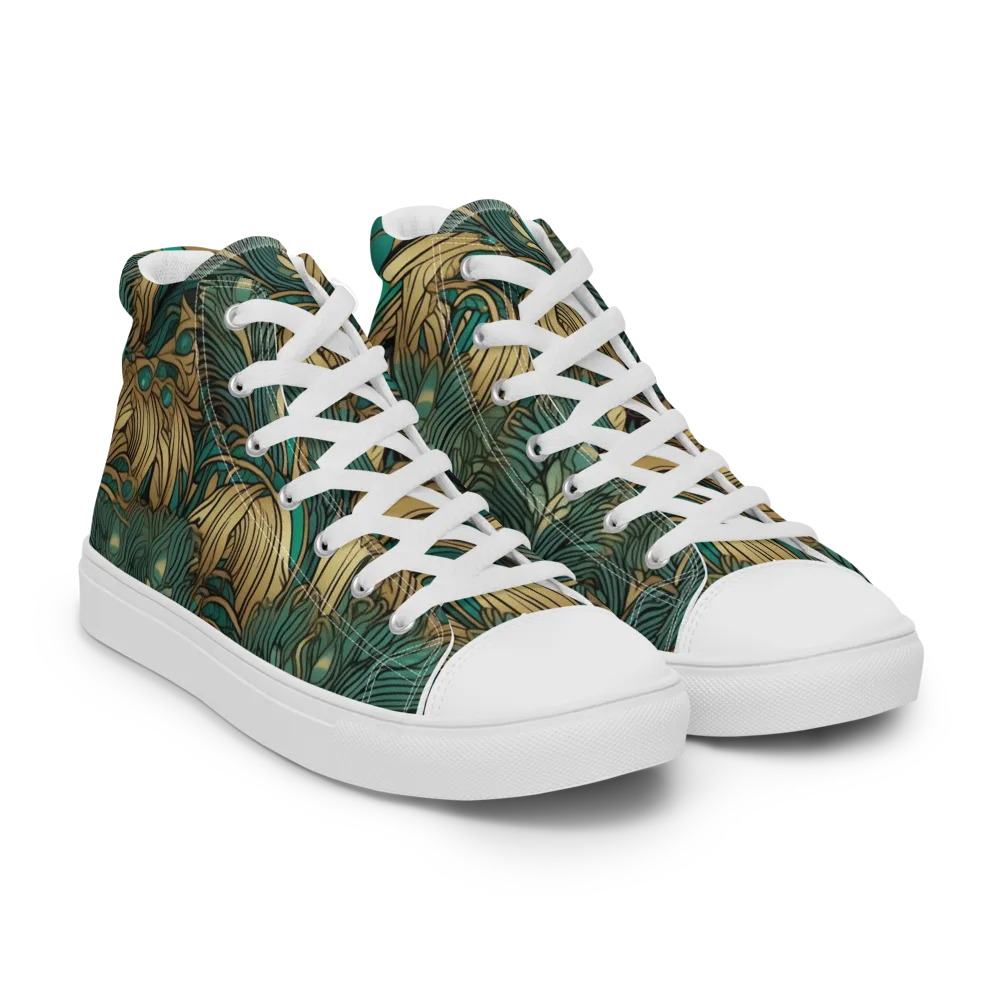 Art Nouveau Canopy on Men's High Top Canvas Shoes — Right Front