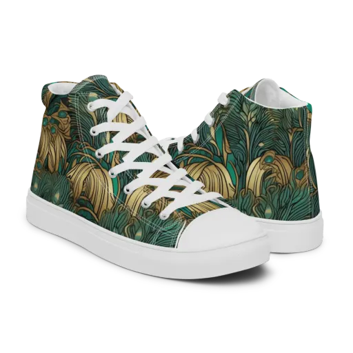 Art Nouveau Canopy on a Men's High Top Canvas Shoes