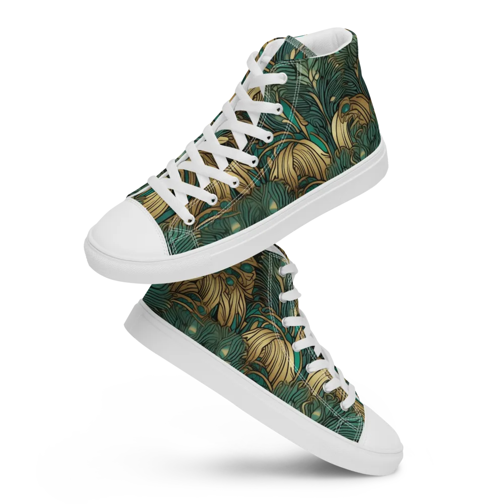 Art Nouveau Canopy on Men's High Top Canvas Shoes — Front
