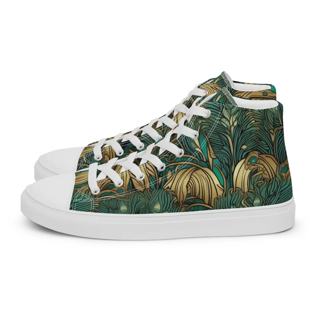 Art Nouveau Canopy on Women's High Top Canvas Shoes — Left