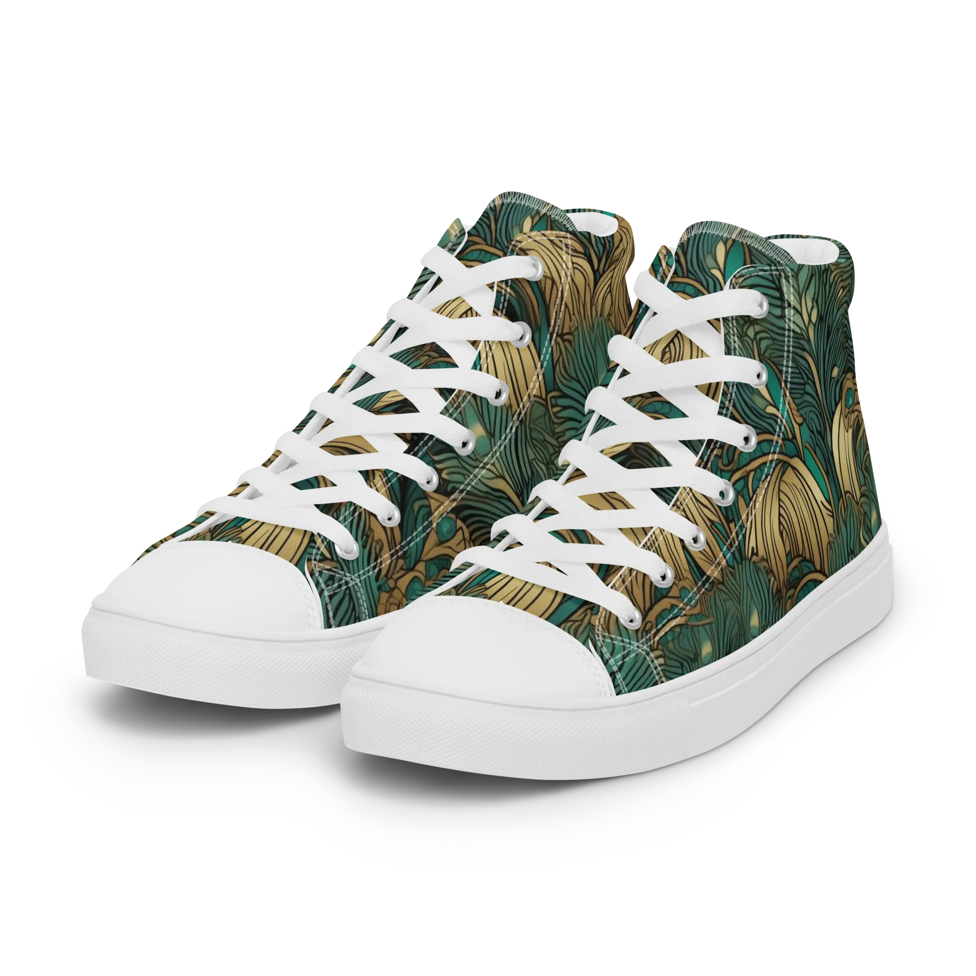 Art Nouveau Canopy on Women's High Top Canvas Shoes — Left Front