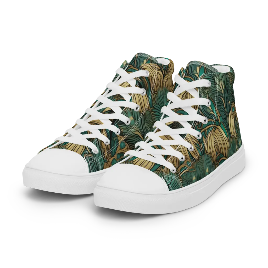 Art Nouveau Canopy on Women's High Top Canvas Shoes — Left Front