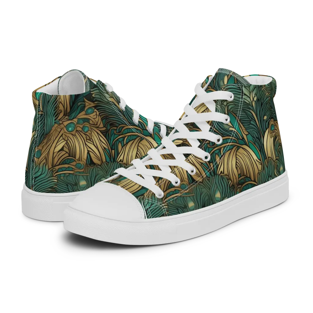 Art Nouveau Canopy on Women's High Top Canvas Shoes — Left