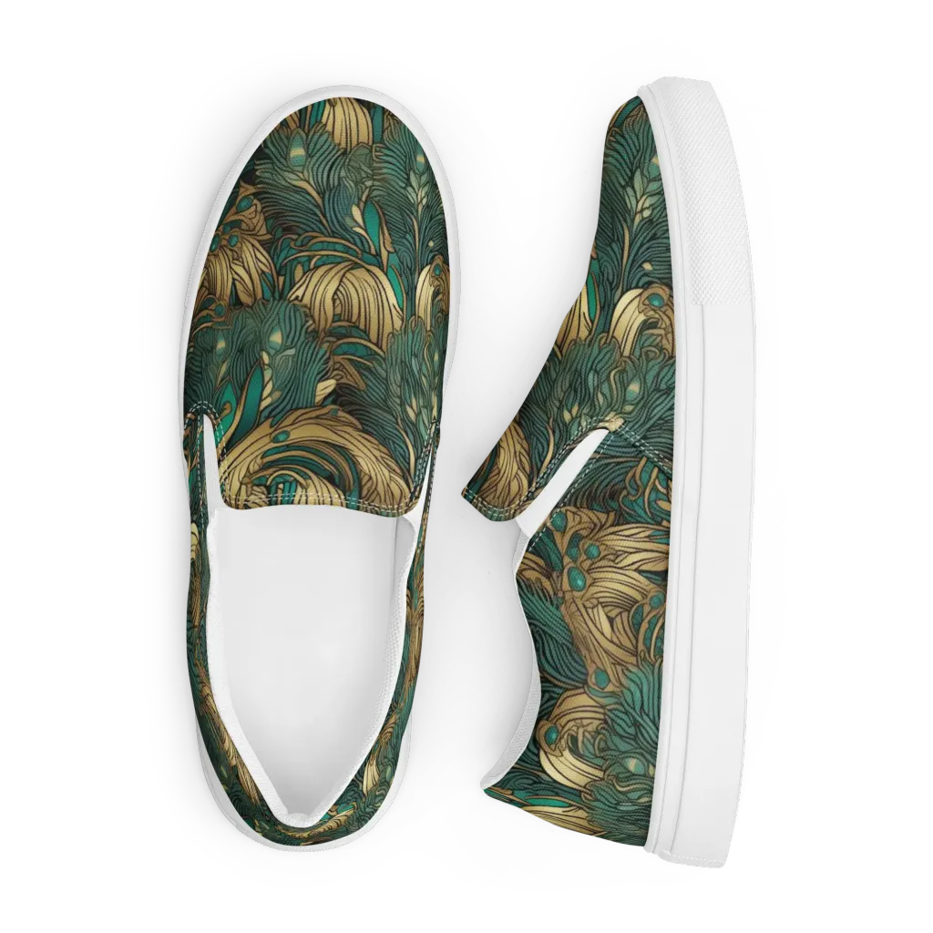 Art Nouveau Canopy on Men's Slip-On Canvas Shoes — Front