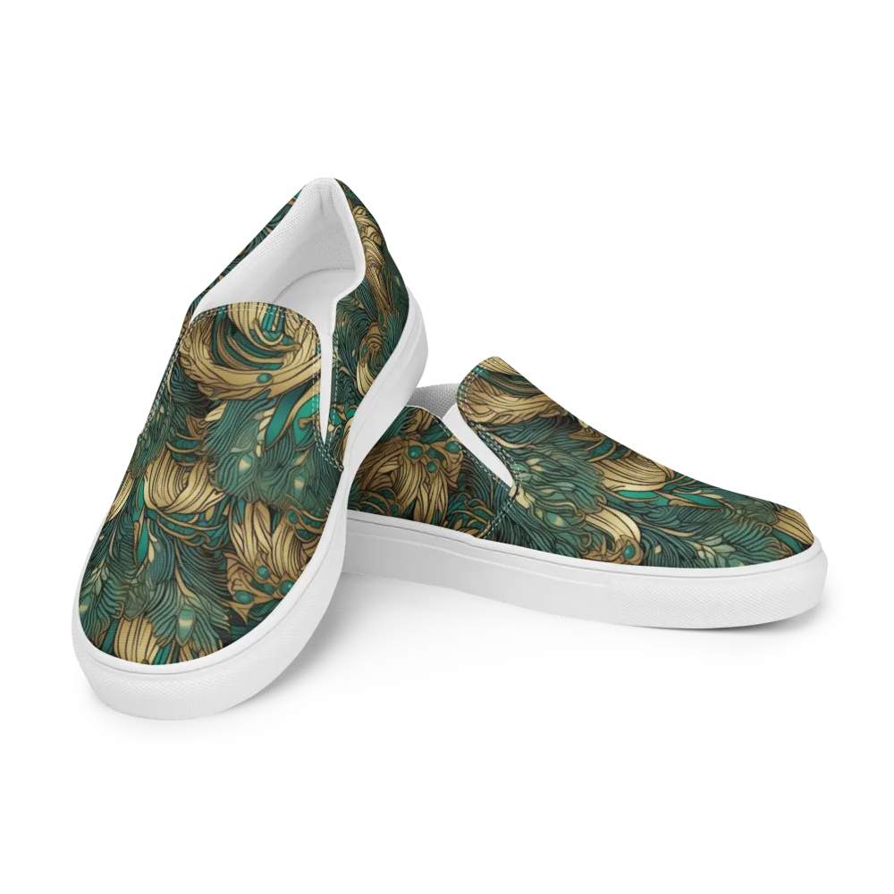 Art Nouveau Canopy on Women's Slip-On Canvas Shoes — Left Front