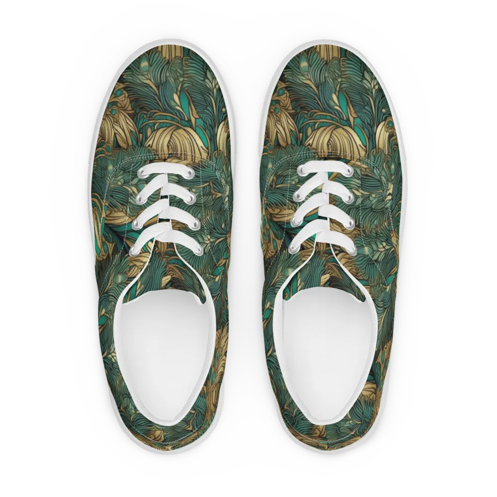 Art Nouveau Canopy on Men's Lace-Up Canvas Shoes — Front