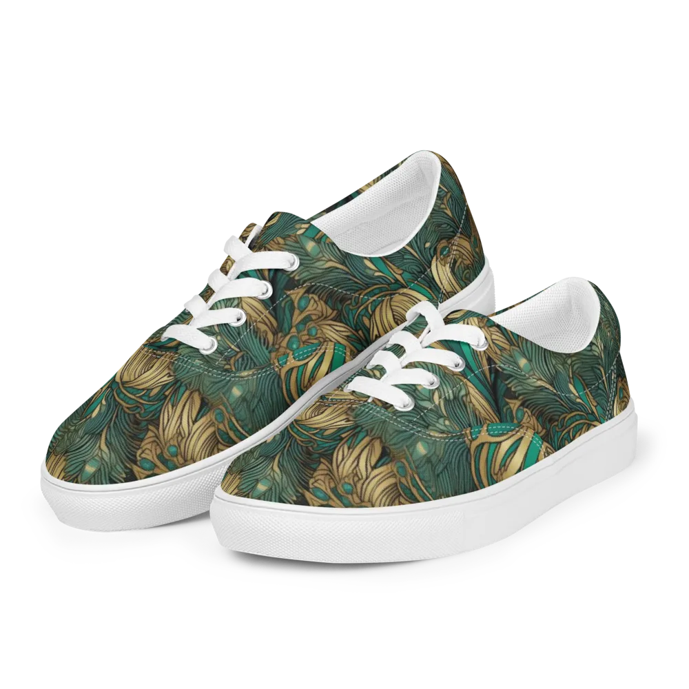 Art Nouveau Canopy on Men's Lace-Up Canvas Shoes — Left Front