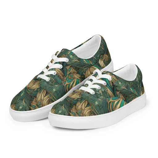Art Nouveau Canopy on a Men's Lace-Up Canvas Shoes