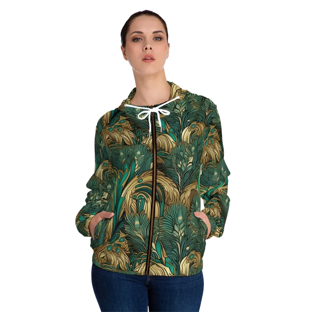 Art Nouveau Canopy on Women's Full-Zip Hoodie — Front On Person